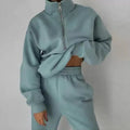 Winter Clothes for Women Custom Track Suit Sweatsuit Fleece Two Piece Half Zip Pullover Sweatshirt and Jogger Set