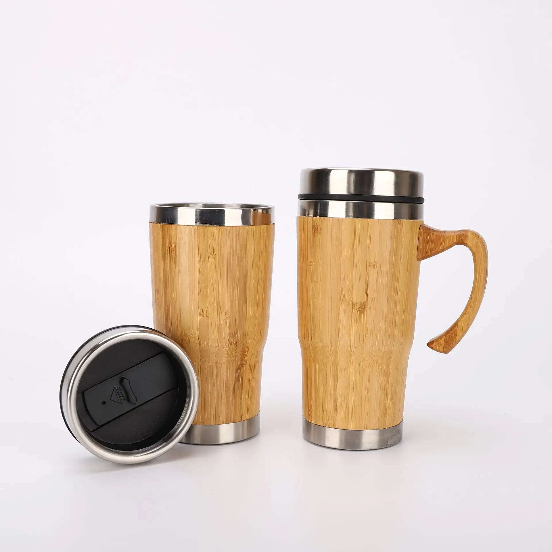 Personalized Insulated Bamboo Vacuum Tea Coffee Mug 304 Stainless Steel Bamboo Flask Thermos Tumbler with Lid