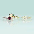 OL1004 Abiding Jewelry Genuine 14K Gold Plated Real Sterling Silver Jewelry Custom Different Gemstone Wedding Rings for Women