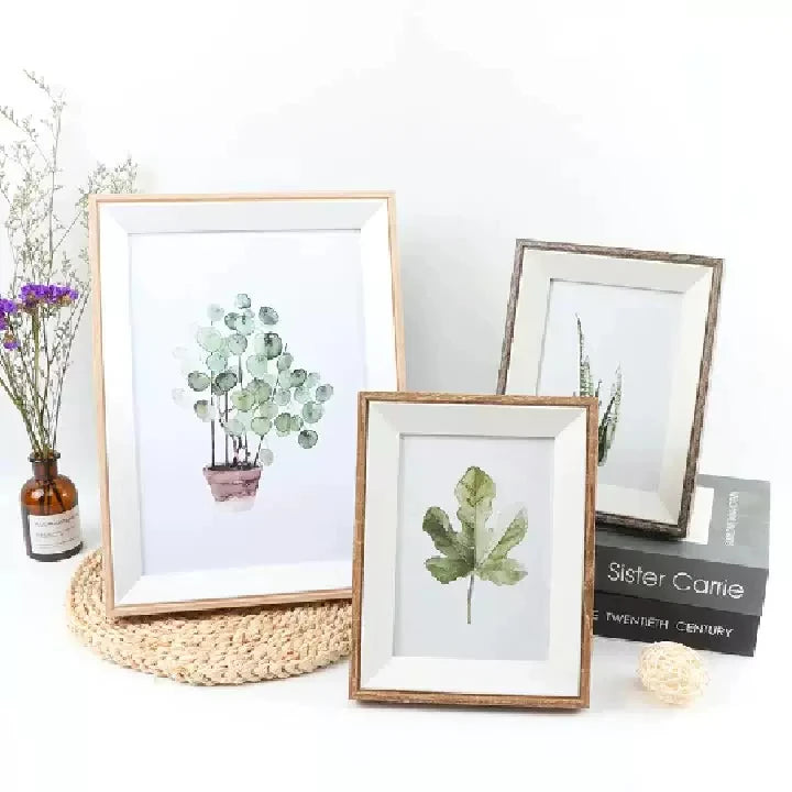 2024 Nordic Ins Style Modern Wooden Photo Frame Double Color Blocking 4x6 5x7 Inch A3A4 Picture Frame Wall Hanging