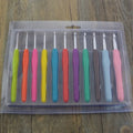 Wholesale 11Pcs Multicolor Silicone Handle Metal Knitting Needles Yarn Hand Knitting Accessories Crochet Hook