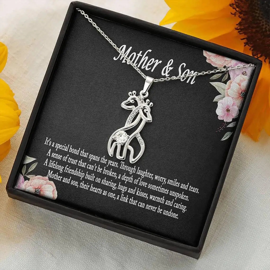 SC Popular Fashion Mother's Day Giraffe Necklace Trendy Diamond Lover Couple Necklace Gift Mother & Son Necklace for Women