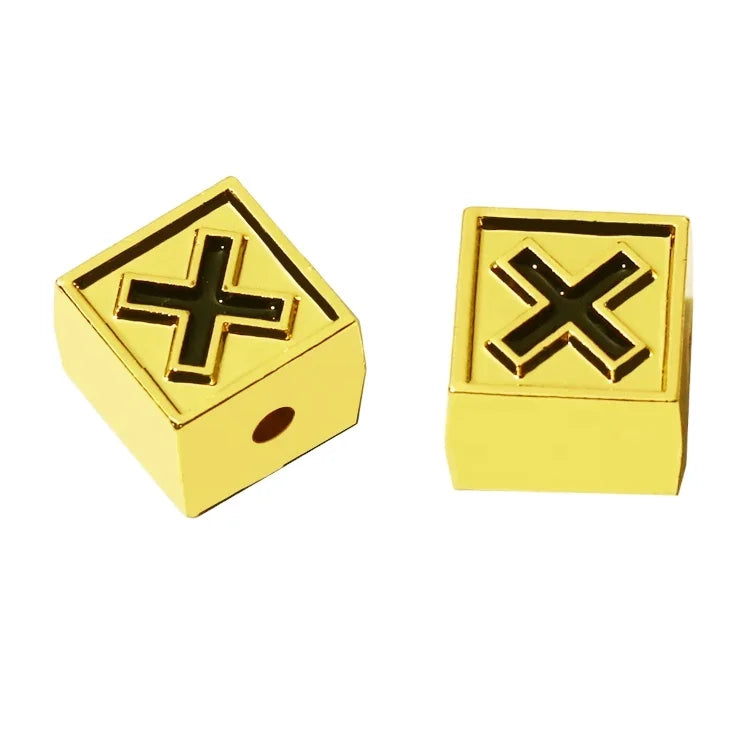 Custom Designer Enamel Beads Fitting square Shape Handmade Letter Pendant Accessory for Men Bracelet
