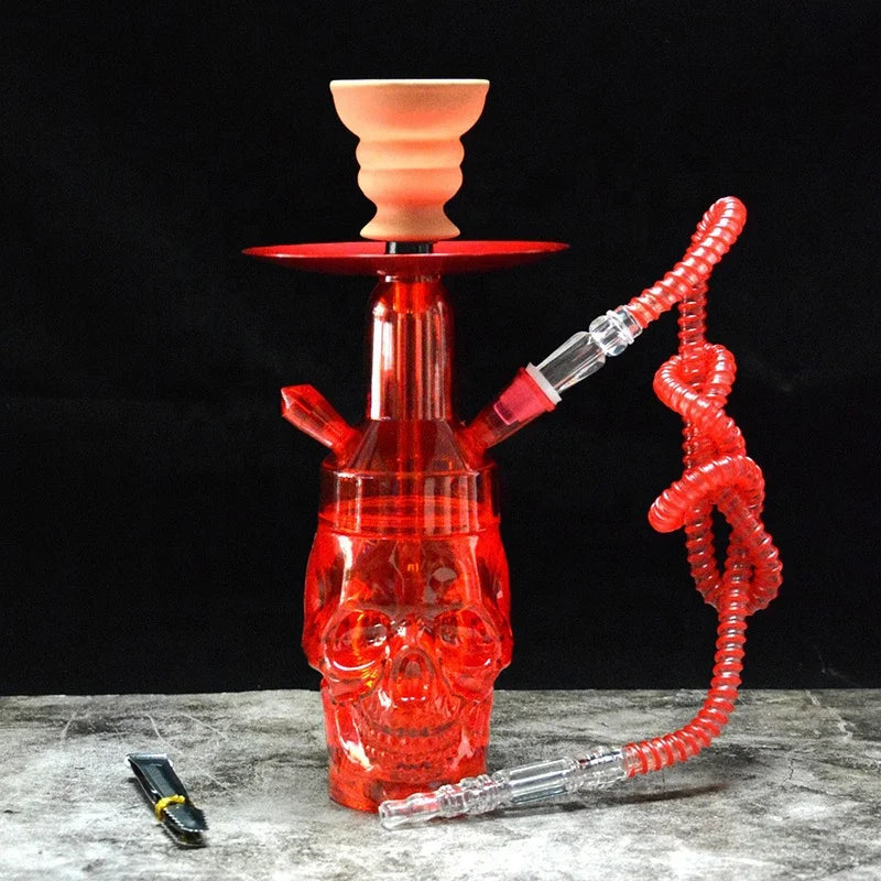 Hot Selling New Skull Shaped LED Car Portable Hookah Shisha Cup Customizable Dimension Glass Acrylic Free Mirror Technique