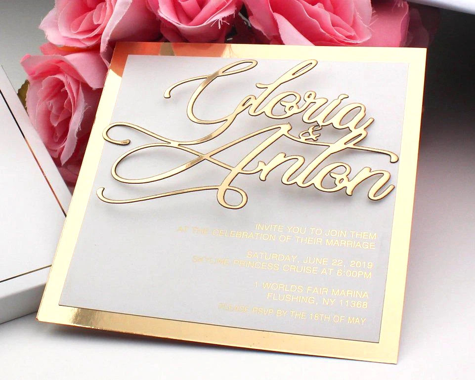 2025 New Design Wedding Invitation clear Acrylic 3D Laser Engraving Acrylic Wedding Cards