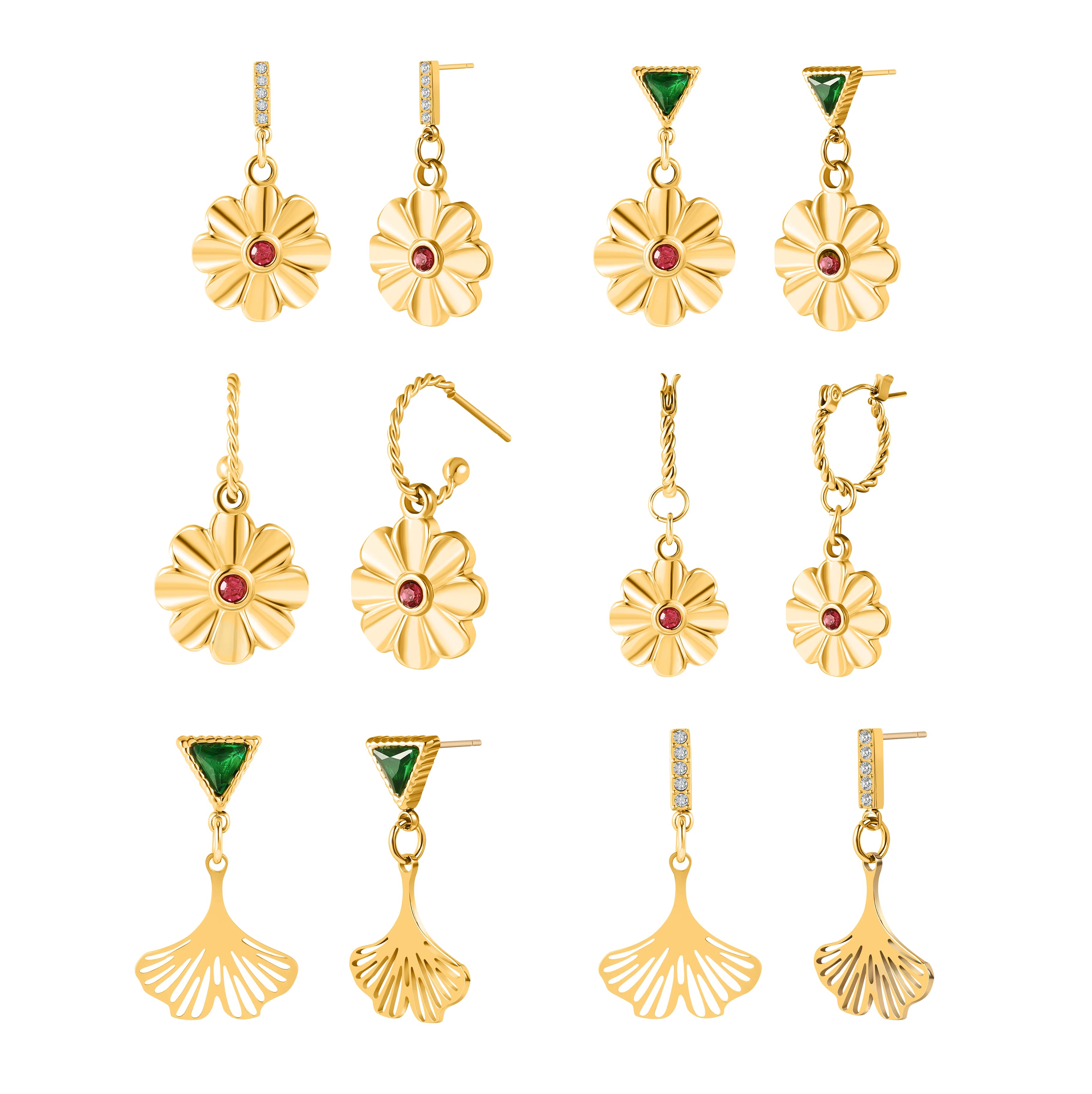 HOVANCI Fashion Summer Beach Woman Jewelry 18K Gold Plated Coconut Cowrie Shell Scallop Stud Earrings