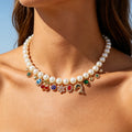 Luxury Magnetic Snap Shell Pearl Rhinestone Beaded Choker Necklace Wedding Party Jewelry for Women