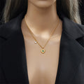 2023 Non Tarnish 18k Pvd Gold Plated Heart Zircon Pendant Necklace 316L Stainless Steel Gold Necklace for Women Lady