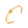 Fashion Simple Stainless Steel Gold Plated Double Layered Knot Cuff Bangle Bracelet for Girls Women