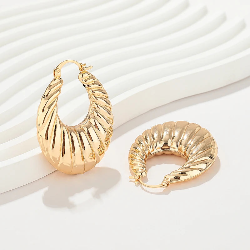 Hengdian Jewelry Fashion Hoop Drop Earrings Chic Zircon Women'S Hanging Earrings Fashionable 18K Gold-Plated Jewelry for Women