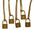 Minimalist 18K Gold Plated Stainless Steel Padlock Necklace Old English 26 Initial Letter Lock Pendant for Gift