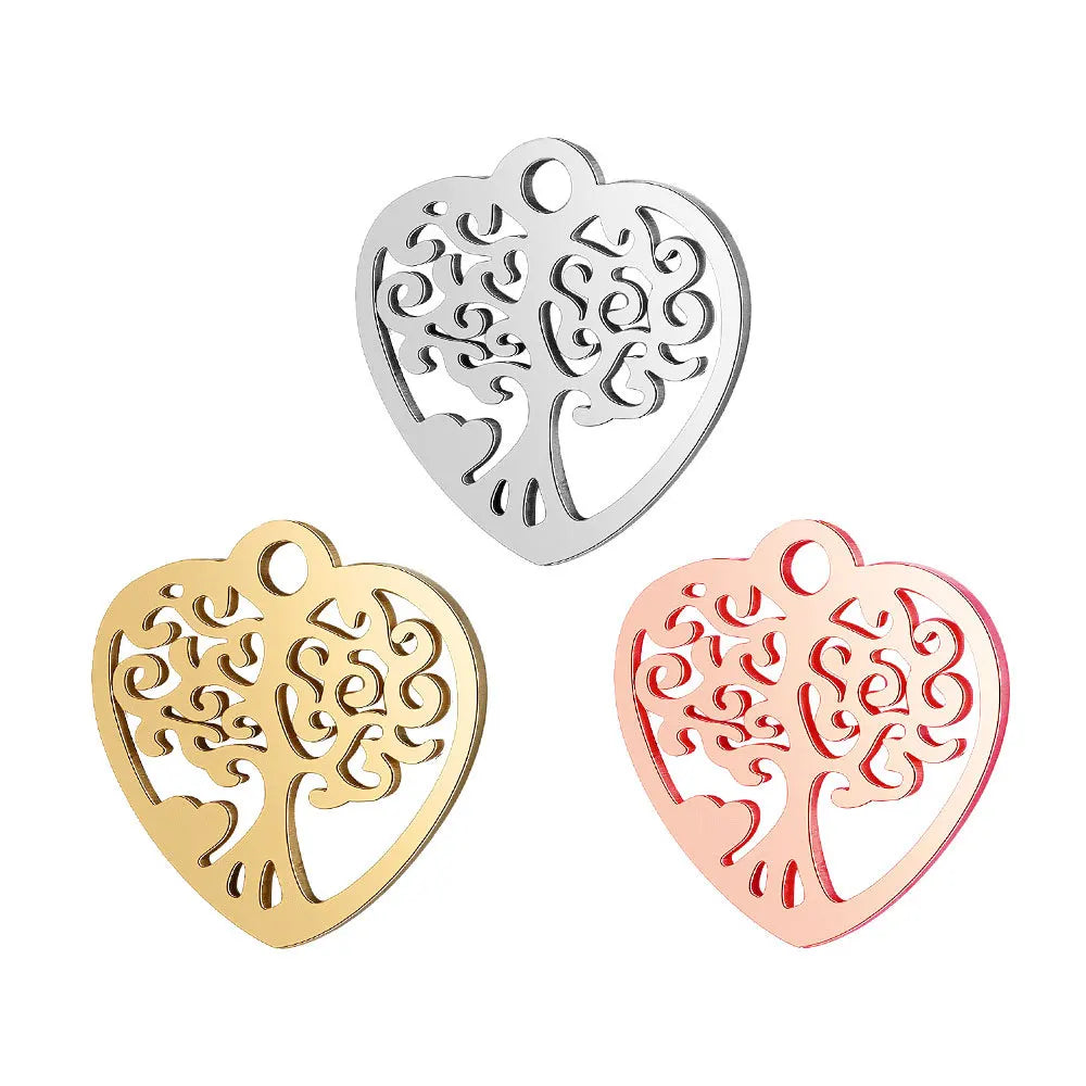 Wholesale Heart Life Tree Silver Stainless Steel Pendant Charm