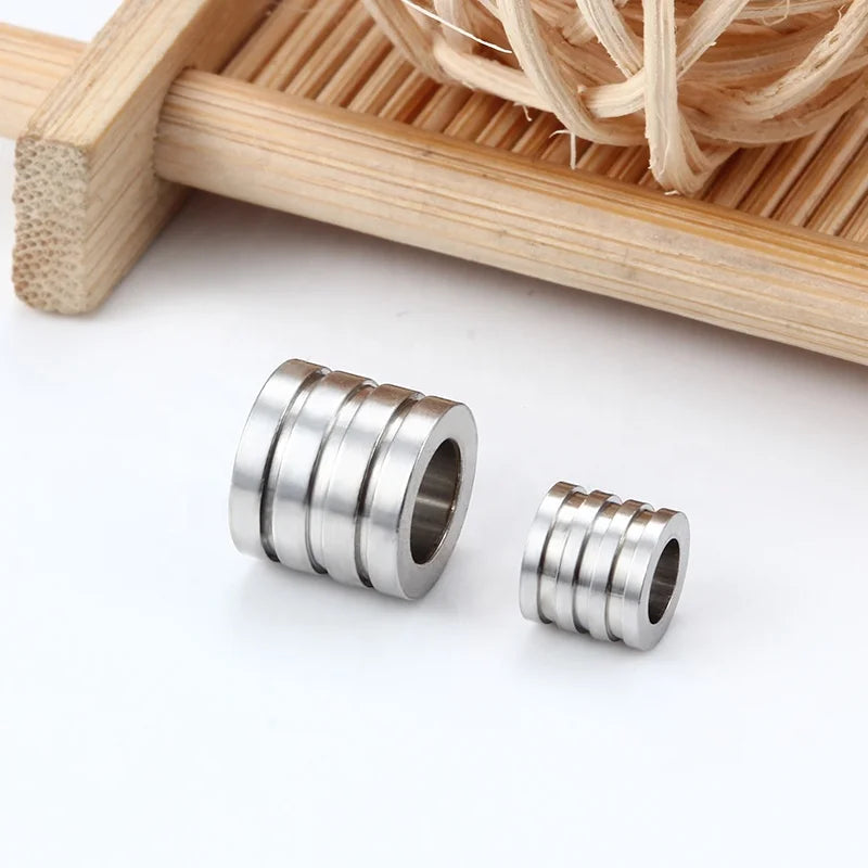 Stainless Steel Loose Bead Big Large Hole Spacer Beads Pendants for DIY Bracelet Necklace Jewelry Making Supplies