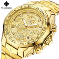 WWOOR 8868 Fashion Sport Chronograph Watch for Man Luxury Gold Stainless Steel Waterproof Watches Men Wrist Reloj Hombre
