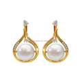 14K Solid Gold Drop Earrings Natural Freshwater Pearl with Lab Diamond Unique Luxury Wedding Anniversary Party Wholesale