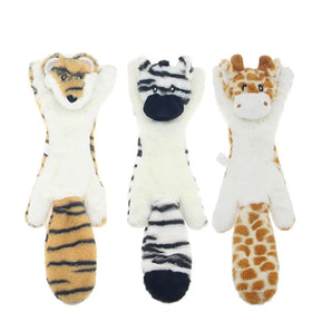 Realistic Squeaky Sound Plush Pet Toy BB-Call Tiger/Zebra/Giraffe Design No Stuffing for Dogs and Cats Cartoon Style
