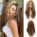 Wholesale 28 Inch Layered Wavy Wig Long Kinky Curly Heat Resistant Natural Loose Curly Water Wave Synthetic Hair Natural