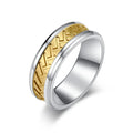 Gemstone European and American 8MM Gold Plated Tire Pattern Stainless Steel Ring Mens Jewelry Accessories Polished Silver Ring