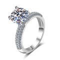 Fine Jewelry 925 Sterling Silver  Double Rows Stones Platinum Plated Moissanite Diamond Wedding Ring Jewelry