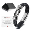 Ethnic Style Jewelry Custom Logo Stainless Steel Magnetic Bracelet Handmade Braided Black Leather Bracelet for Men