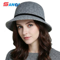 Large Denim Canvas Checked Adjustable Four Seasons Bucket Hat for Women Wholesale Felt Cheap Hats for Fashion Style Wool Felt