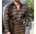 Spring and Summer Men's Italian Casual 100% Linen Solid Color Breathable Long-sleeved Shirt Temperament Shirt for Men