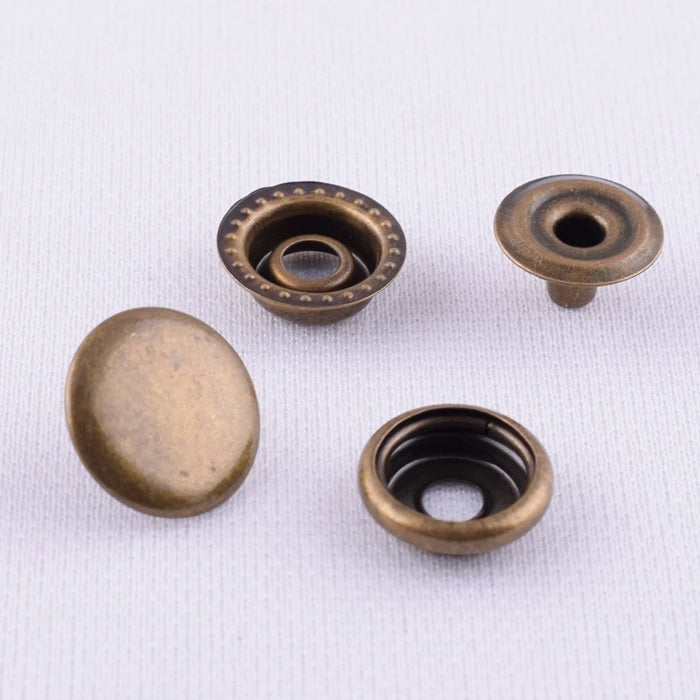 15mm Antique Brass Metal Garment Bag Strap Spring Snap Button