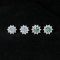 Aimgal GRA Certified 0.5ct Unique Cyan-Green Moissanite Stud Earrings Four Claw Sunflower Inlaid Design in S925 Silver