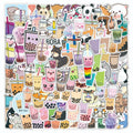 100Pcs Ins Cute Bubble Tea Boba Cartoon Decorative Stickers for Wall Notebook Phone Waterproof PVC Milk Tea Sticker Pack