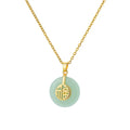Wholesale New Fashion Jade Pendant Jewelry Vintage Peace Buckle Pendant Necklace with Stainless Steel Chain for Women