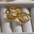 Hot Sale Vintage 18K Gold Plated Stainless Steel Finger Women's Wedding Band Ring Wholesale Anillos De Acero Inoxidable