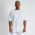 Wholesale Men's Oversized Drop Shoulder Half Sleeve Cotton T-Shirt Custom Logo Breathable Plain Loose Fit Plus Size 100% Cotton