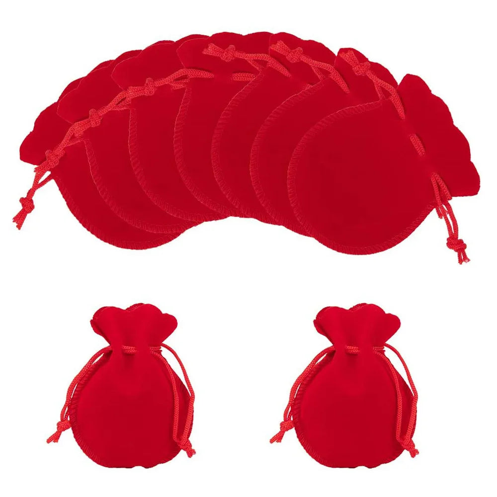 Custom Logo Printed Velvet Suede Half Round Bottom Jewelry Pouch Drawstring Packaging Bag for Jewels