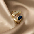 Tongxin Fancy Real Gold Plated Bling Gemstone Open Rings Multicolor Agate Ring for Women