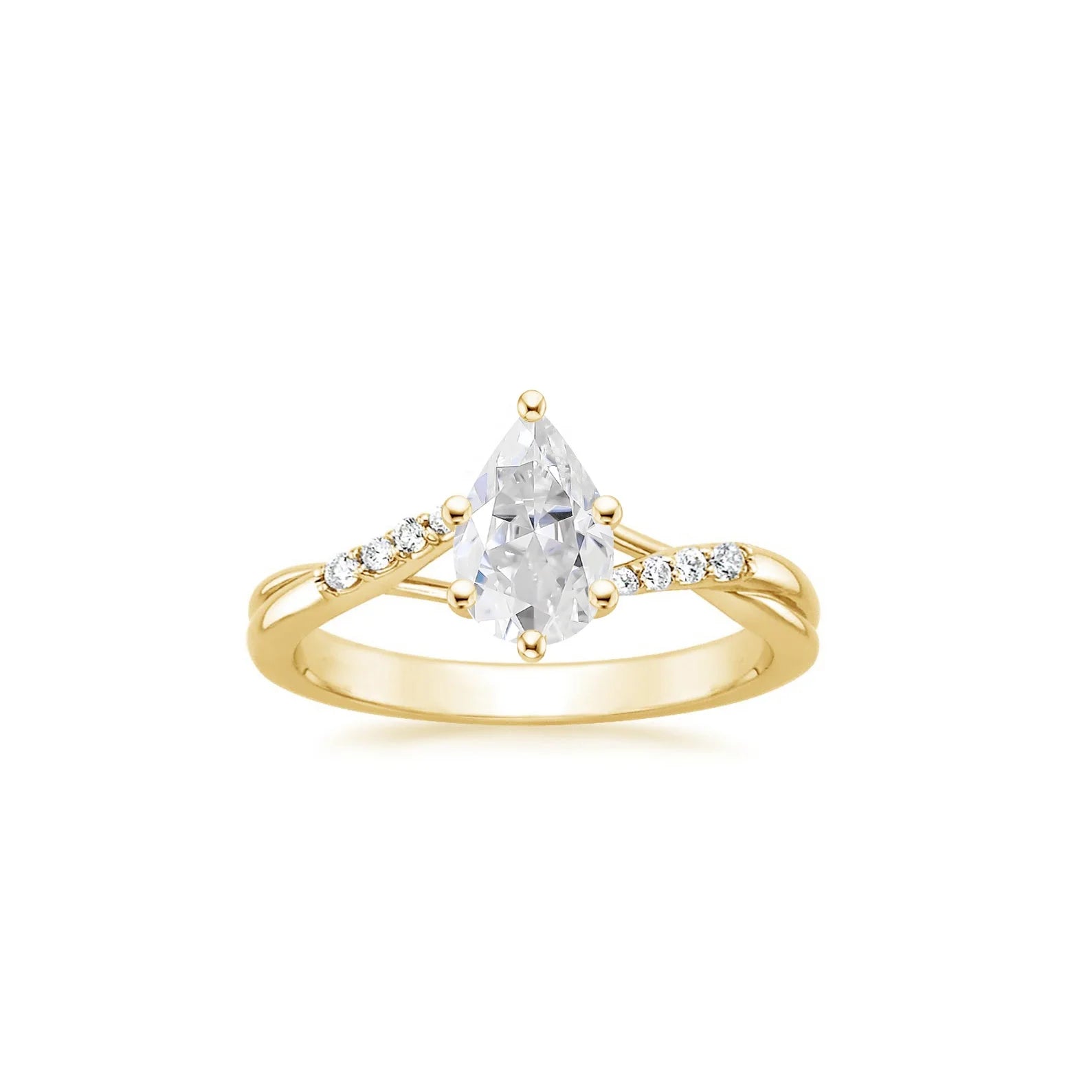 Newest 14K Rose Solid Gold Jewelry Pear Shape Solitaire Moissanite Wedding Rings