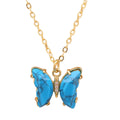 Crystal Butterfly Necklace Classic Jewelry  Amethyst Crystal Quartz Lapis Malachite Stone Butterfly Pendant Chokers