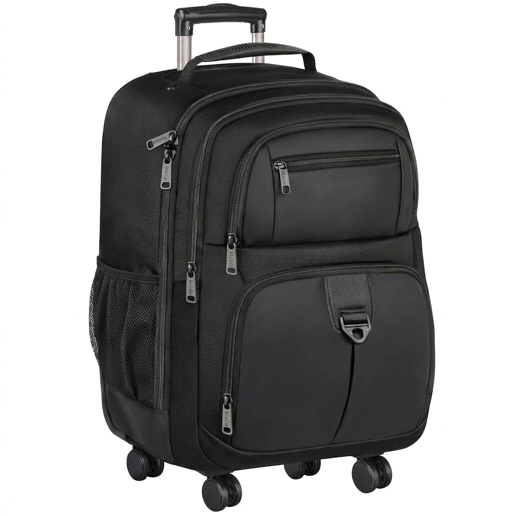 Large Rolling Wheeled Backpack Business Travel Carry on Luggage Suitcase Bag Durable Roller College School Computer Book Bag