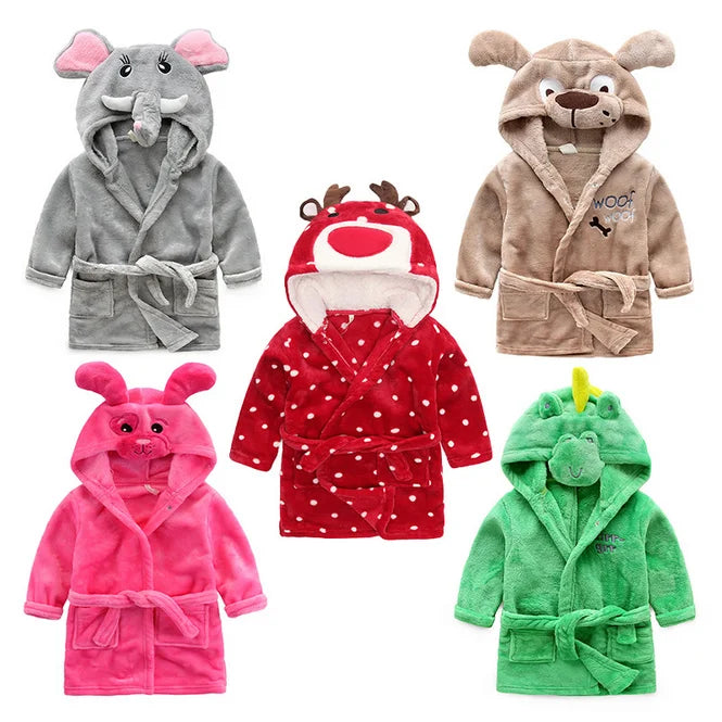 Cheap Price Wholesale Flannel Cartoon Hooded Kids Bathrobe