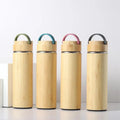 FX Factory Portable Sports Water Bottle With Bamboo Thermos Flask Vacuum Insulated Bottle With Handle Outdoor Business Gift