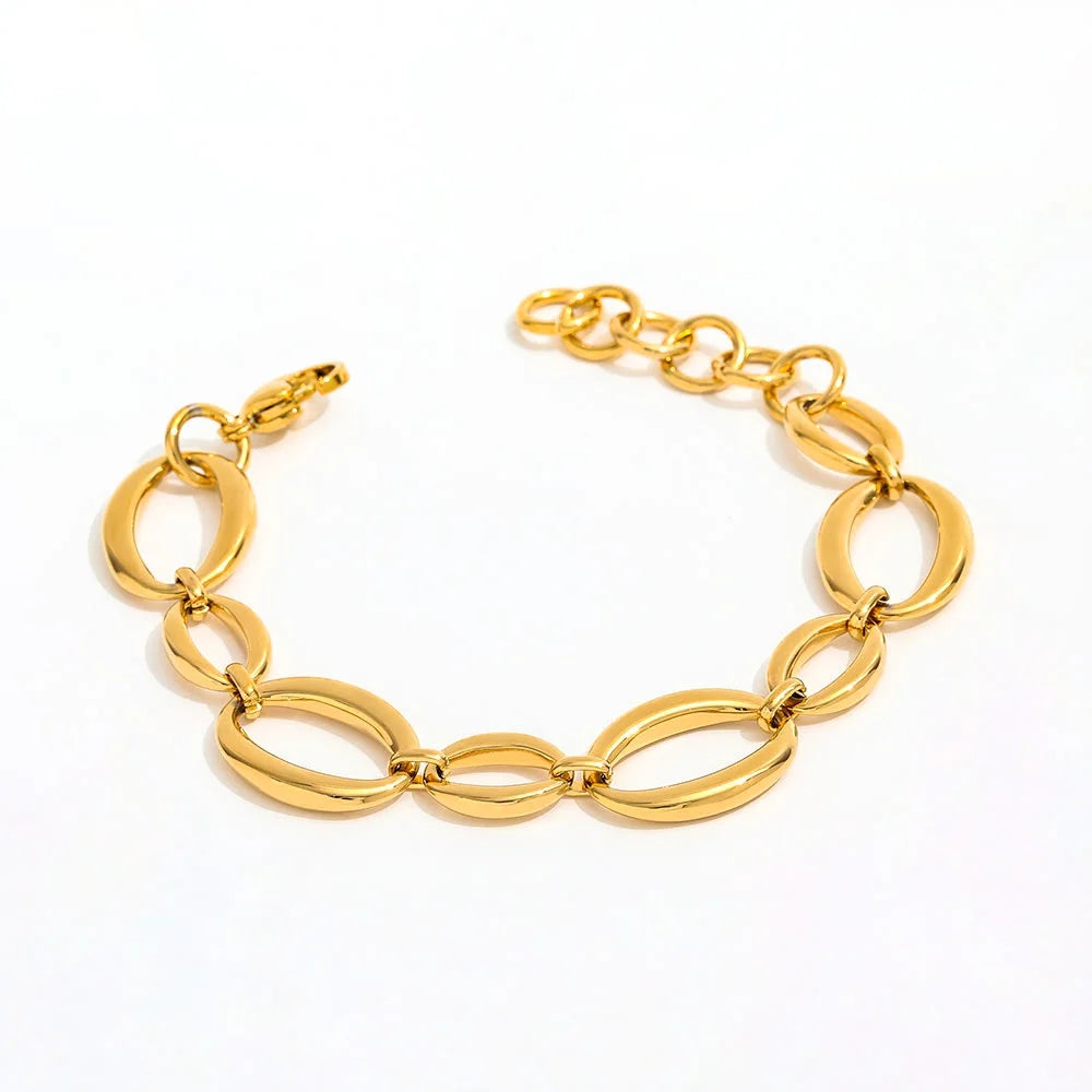 Joolim High End 18K PVD Gold Plated Jewelry Wholesale Stainless Steel Chunky Link & Chain Bracelet for Women