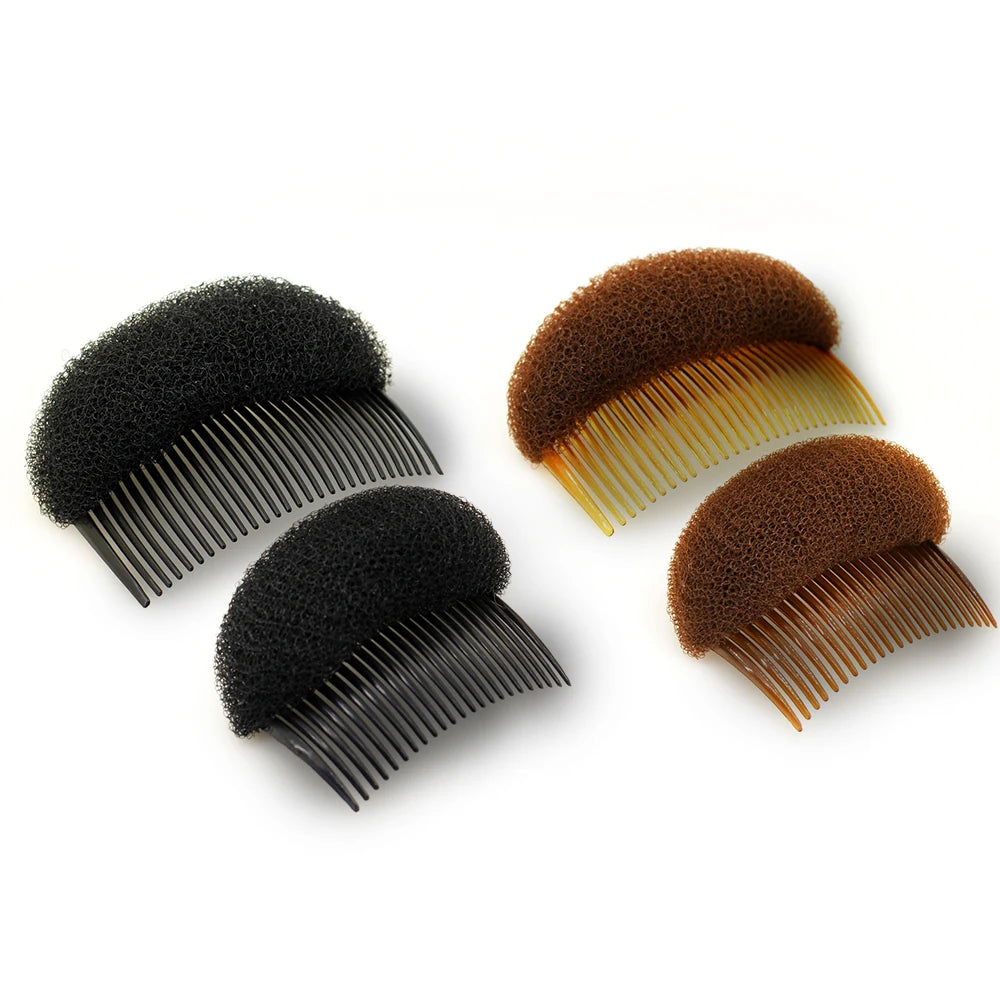 Solid Color Hair Styling Sponge Padding Comb Girl Soft Fashion Nylon Hair Buns Maker Tool Hair Comb Accessories