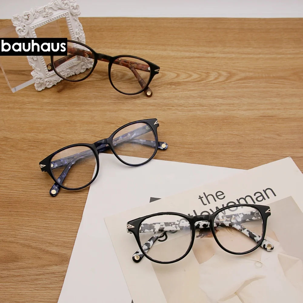 AB1031 Bauhaus Gorgeous Round Acetate Fashion Women Eyeglasses Optical Frame