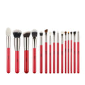 BEILI 15 Pcs Red Soft Good Quality Professional Private Label Makeup Brush Kit