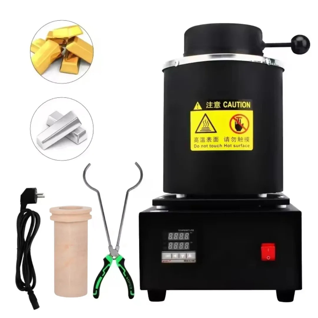 1100â„ƒ Portable Metal Jewelry Melting Machine Melting Furnace With 1KG Ceramic Crucible for Refining Gold Silver Copper Aluminum
