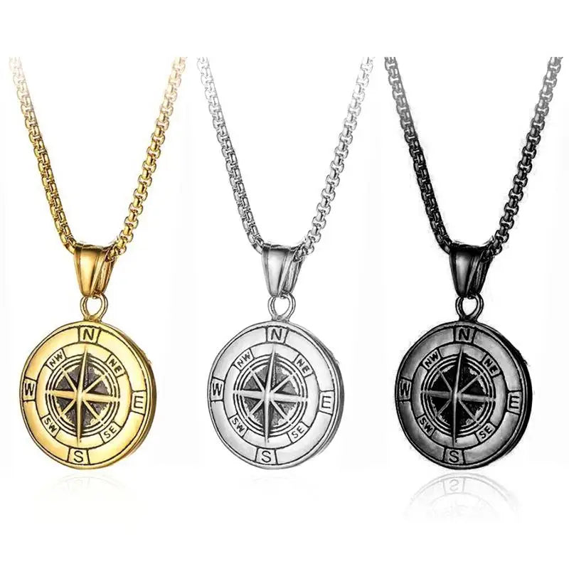 Fashion Top Quality Viking Stainless Steel Graduation Gift Charm Necklace Jewelry Metal North Star Compass Pendant Necklaces New