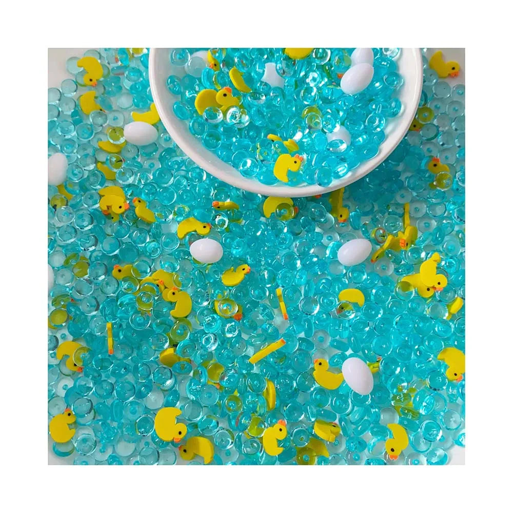 New Kawaii Ocean Sea Themed Polymer Clay Slice Sprinkles Lovely Yellow Duck White Eggs With Blue Stones Mix for Slime Decor