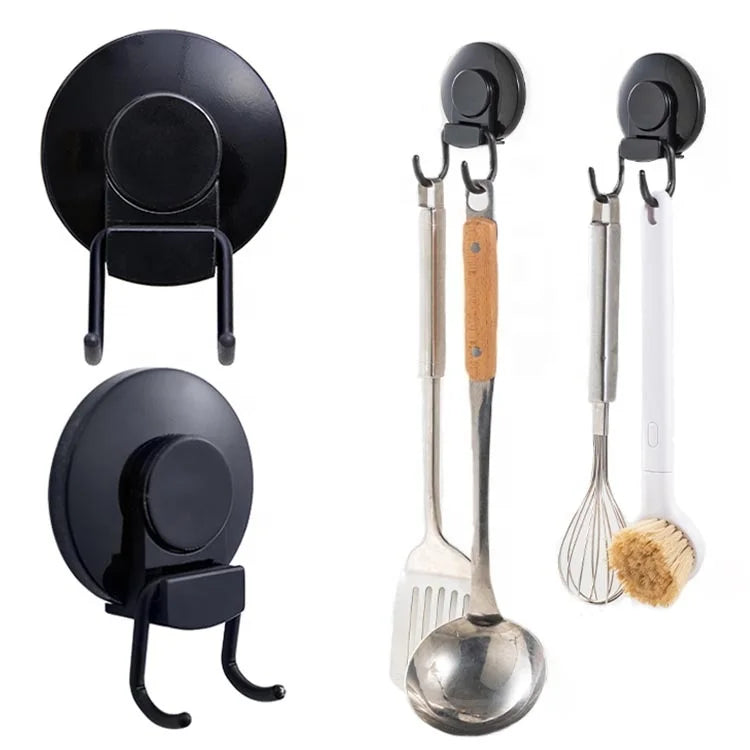 Iron Steel Wall Mounted Bathroom Hooks Vacuum Wall Hooks Waterproof Heavy Duty Suction Cup Kitchen Hooks