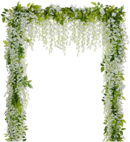 Wisteria Inspired White Artificial Vine Silk Garland for Home Garden Christmas & Wedding Arch Floral Decor Design Style