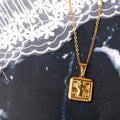 Stainless Steel Square Pendant Jewelry Men Christian Religious Statement Gold Square Pendant Jesus Pendant Chain Necklace