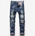 Custom Denim Casual Stylish Jeans for Men High Waist Skinny Jeans Ripped Hole Blue Baggy Fashion Jeans Pants